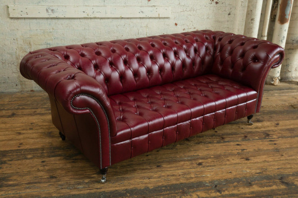 Czerwona trzyosobowa designerska 3-osobowa sofa Chesterfield, luksusowa kanapa