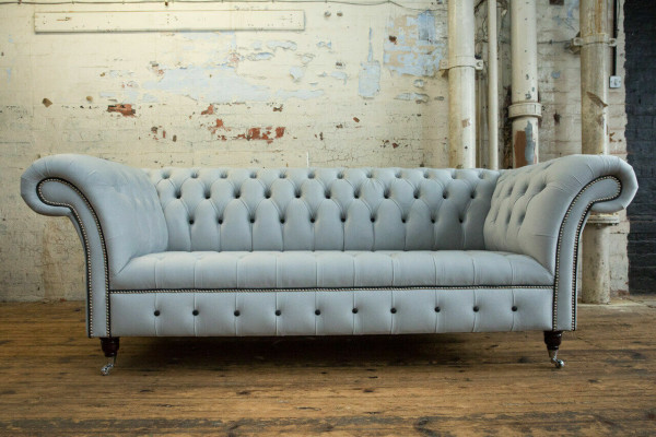 Biała designerska trzyosobowa kanapa Chesterfield, nowoczesna 3-osobowa kanapa