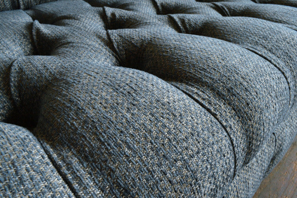Szara Włókienniczy Chesterfield trzyosobowa luksusowa designerska kanapa 3-osobowa