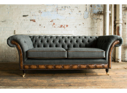 Elegancki trzyosobowy pokój dzienny Chesterfield z 3 miejscami do siedzenia