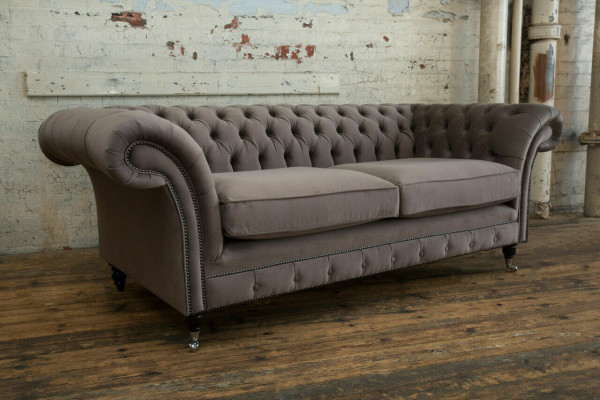 Luksusowa trzyosobowa sofa do salonu Tauper Chesterfield z 3-osobową kanapą