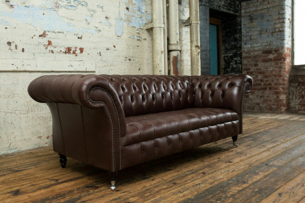 Brązowa Sofa Chesterfield Luksusowa Sofa Designerska Podkładka Sofa