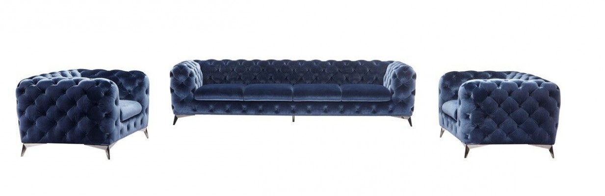 Blue Chesterfield Couch Podkładka Ustawić Włókienniczy 2+2 designerskie Meble