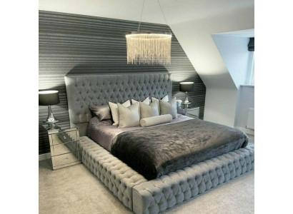 Chesterfield Łóżko Luxury Sypialnia Hotel Podkładka łóżka z przyciskami