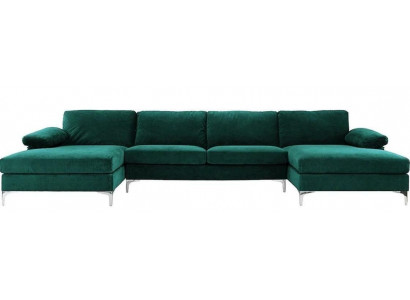 Green Kształt U Narożnikowa kanapa Żywy krajobraz Couch Zestaw narożny Design