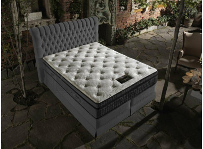 Szara Luksusowa Sypialnia Chesterfield Łóżko Podkładka Design Luksusowe Łóżka Podwójne