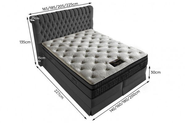 Szara Luksusowa Sypialnia Chesterfield Łóżko Podkładka Design Luksusowe Łóżka Podwójne