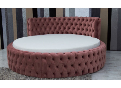 Okrągły Aksamit Łóżko Chesterfield Luxury Podkładka Okrągłe łóżka Włókiennicze Materiał Hotel Nowość