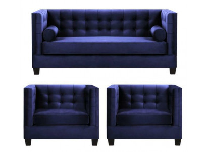 Sofa rozkładana Fotel Kreative Meble Włókienniczy Materiał Niebieski Grupa Salon Nowoczesna Sofa