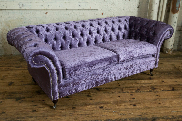 Fioletowa trzyosobowa sofa Chesterfield Chesterfield luksusowa 3-miejscowa sofa do siedzenia