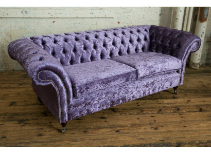 Fioletowa trzyosobowa sofa Chesterfield Chesterfield luksusowa 3-miejscowa sofa do siedzenia