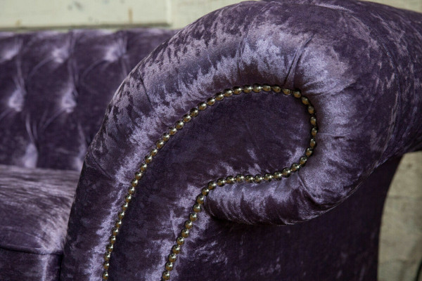 Fioletowa trzyosobowa sofa Chesterfield Chesterfield luksusowa 3-miejscowa sofa do siedzenia