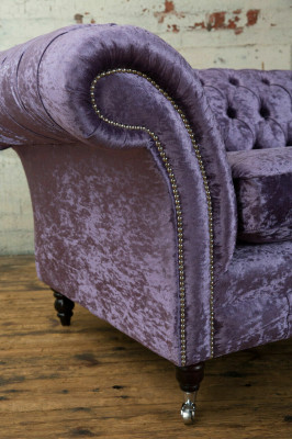 Fioletowa trzyosobowa sofa Chesterfield Chesterfield luksusowa 3-miejscowa sofa do siedzenia