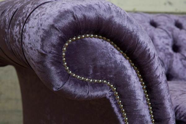 Fioletowa trzyosobowa sofa Chesterfield Chesterfield luksusowa 3-miejscowa sofa do siedzenia