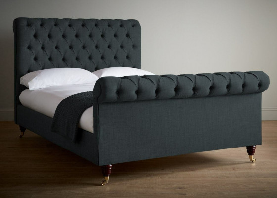 Chesterfield Design Podkładka angielska Podwójne łóżko Czarny 140/160/180x200 łóżka