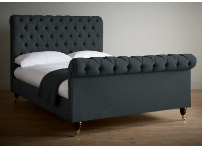 Chesterfield Design Podkładka angielska Podwójne łóżko Czarny 140/160/180x200 łóżka