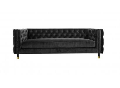 Czarna Sofa Chesterfield Big Luxury Meble 4 miejsca do siedzenia Włókiennicze Kanapy Materiałowe