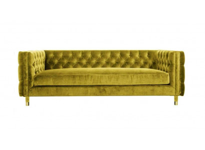 Sofa Yellow Chesterfield 4 miejsce do siedzenia Luxury Design Meble Włókiennicze Materiał Kanapy Żółte sofy