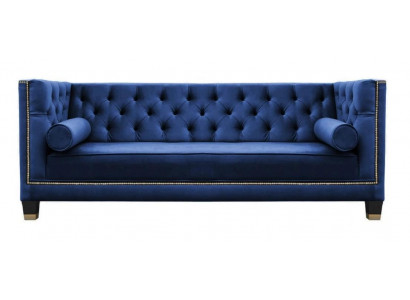 Trzyosobowe, materiałowe kanapy do salonu Blue Chesterfield