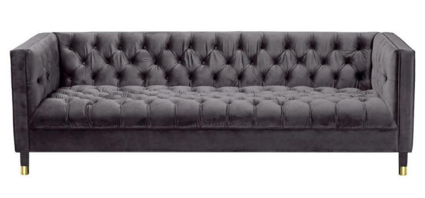 Antracytowa Sofa Chesterfield Creative Meble 4-miejsce do siedzenia Sofy Włókiennicze Kanapy