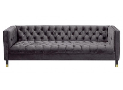 Antracytowa Sofa Chesterfield Creative Meble 4-miejsce do siedzenia Sofy Włókiennicze Kanapy