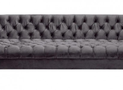 Antracytowa Sofa Chesterfield Creative Meble 4-miejsce do siedzenia Sofy Włókiennicze Kanapy