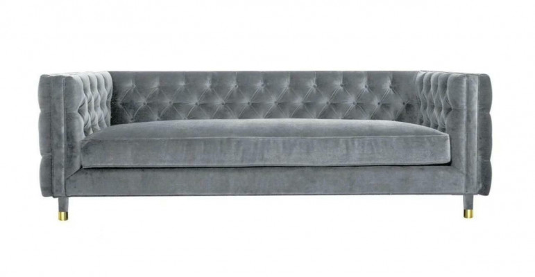 Szary Włókienniczy Materiał Kanapa Kreative Meble 4 miejsce do siedzenia New Chesterfield Sofa xxl Big
