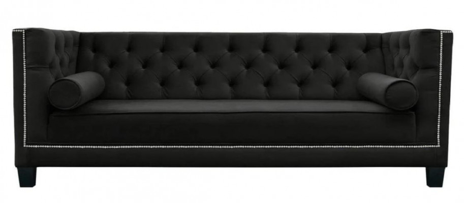Chesterfield 4 miejsce do siedzenia Sofa Luxury Design Włókienniczy Material Couches Czarne Sofy