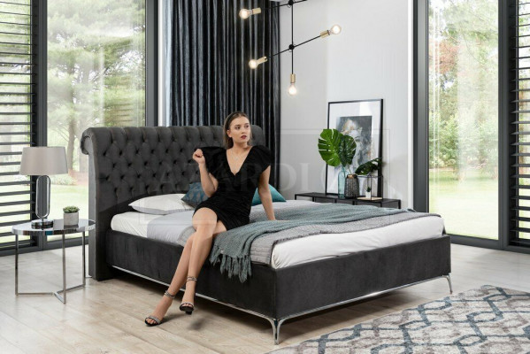 Black Chesterfield Luxury Podwójne łóżko Designerskie Meble Sypialnia