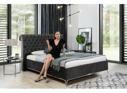 Black Chesterfield Luxury Podwójne łóżko Designerskie Meble Sypialnia