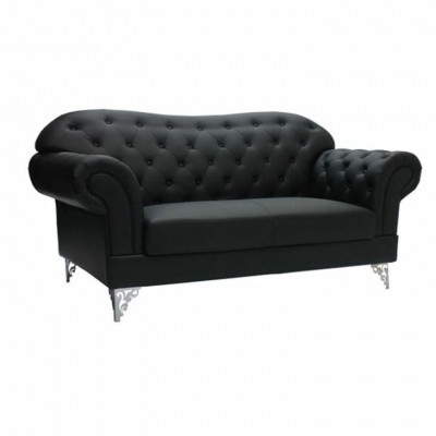 Czarna kanapa Chesterfield Nowoczesna trzyosobowa stylowa trzyosobowa kanapa