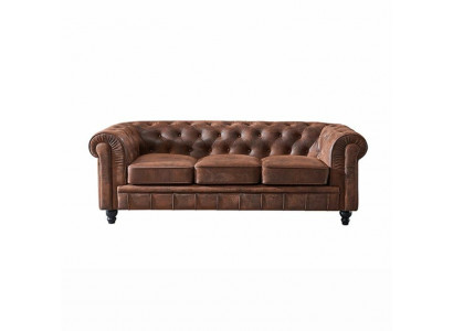 Brązowa luksusowa Chesterfield 3-miejsce do siedzenia designerska kanapa do salonu