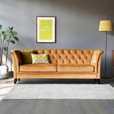 Orange Chesterfield 3-miejsce do siedzenia Nowoczesny Salon Luksusowa Sofa
