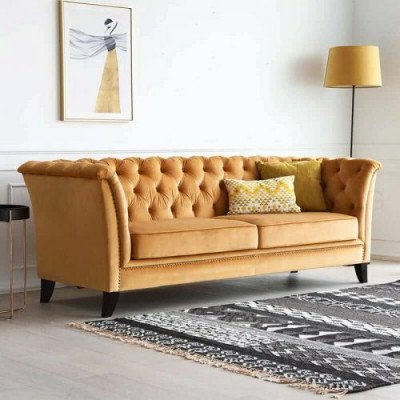 Orange Chesterfield 3-miejsce do siedzenia Nowoczesny Salon Luksusowa Sofa