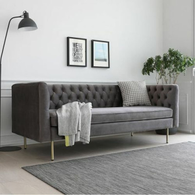 Sofa Luxury Włókienniczy Chesterfield Couch Sofy Podkładka 3 miejsce do siedzenia Włoskie meble