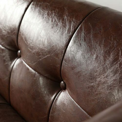 Luksusowa 3-miejsce do siedzenia Skóra Brown Chesterfield do salonu