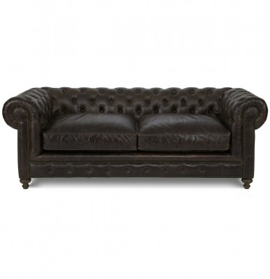 Nowoczesna, trzyosobowa, luksusowa sofa Chesterfield w kolorze czarnym