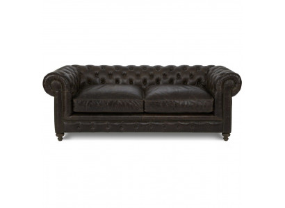 Nowoczesna, trzyosobowa, luksusowa sofa Chesterfield w kolorze czarnym