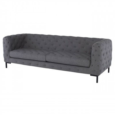 Szara Podkładka Chesterfield 3-miejsce do siedzenia w luksusowej kanapie w salonie