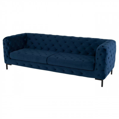 Stylowa niebieska Chesterfield 3-miejsce siedzące w salonie, luksusowa kanapa