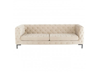 Beżowa designerska trzyosobowa luksusowa kanapa Chesterfield do salonu