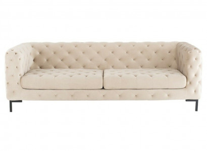 Beżowa designerska trzyosobowa luksusowa kanapa Chesterfield do salonu