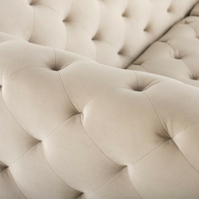 Beżowa designerska trzyosobowa luksusowa kanapa Chesterfield do salonu