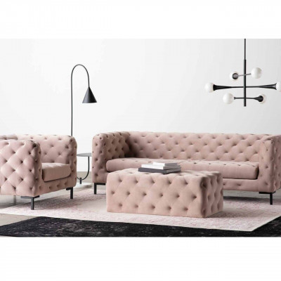 Chesterfield Sofa Couch Podkładka Materiał Skóra Couchen Podkładka Ustawić 3-osobową