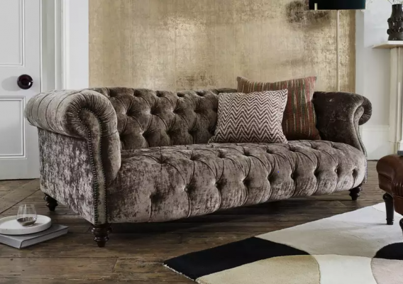 Chesterfield Sofa Couch Podkładka Materiał Skóra Couchen Podkładka Ustawić 3-osobową