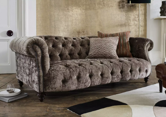 Chesterfield brązowa, trzyosobowa, designerska, luksusowa sofa z 3-osobową kanapą