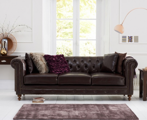 Chesterfield Sofa Couch Podkładka Materiał Skóra Couchen Podkładka Ustawić 3 miejsce do siedzenia