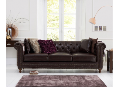 Chesterfield Sofa Couch Podkładka Materiał Skóra Couchen Podkładka Ustawić 3 miejsce do siedzenia