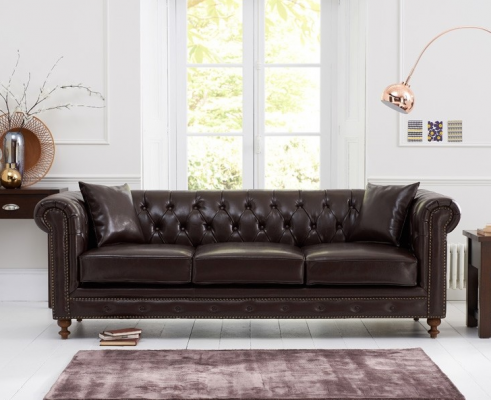 Chesterfield Sofa Couch Podkładka Materiał Skóra Couchen Podkładka Ustawić 3 miejsce do siedzenia