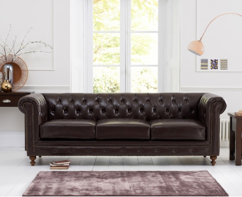 Chesterfield Sofa Couch Podkładka Materiał Skóra Couchen Podkładka Ustawić 3 miejsce do siedzenia